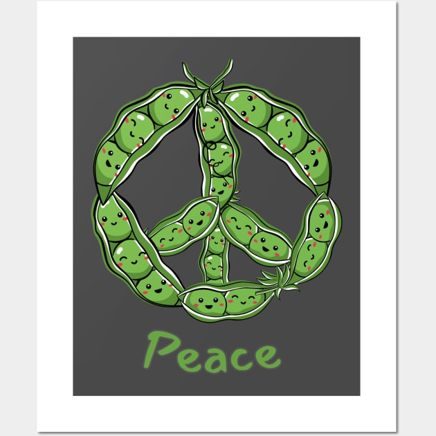 Green PEAS in a Pod (Peace) Symbol Wall Art by SevenBearsDesigns